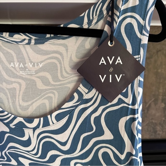 Ava & Viv Asymmetrical Sleeveless Blue Midi Dress Size 3X NWT - Picture 6 of 13
